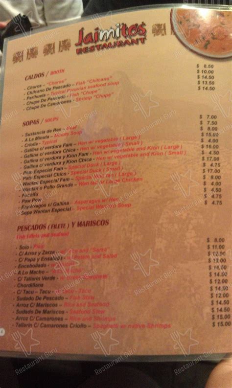 jaimitos menu.
